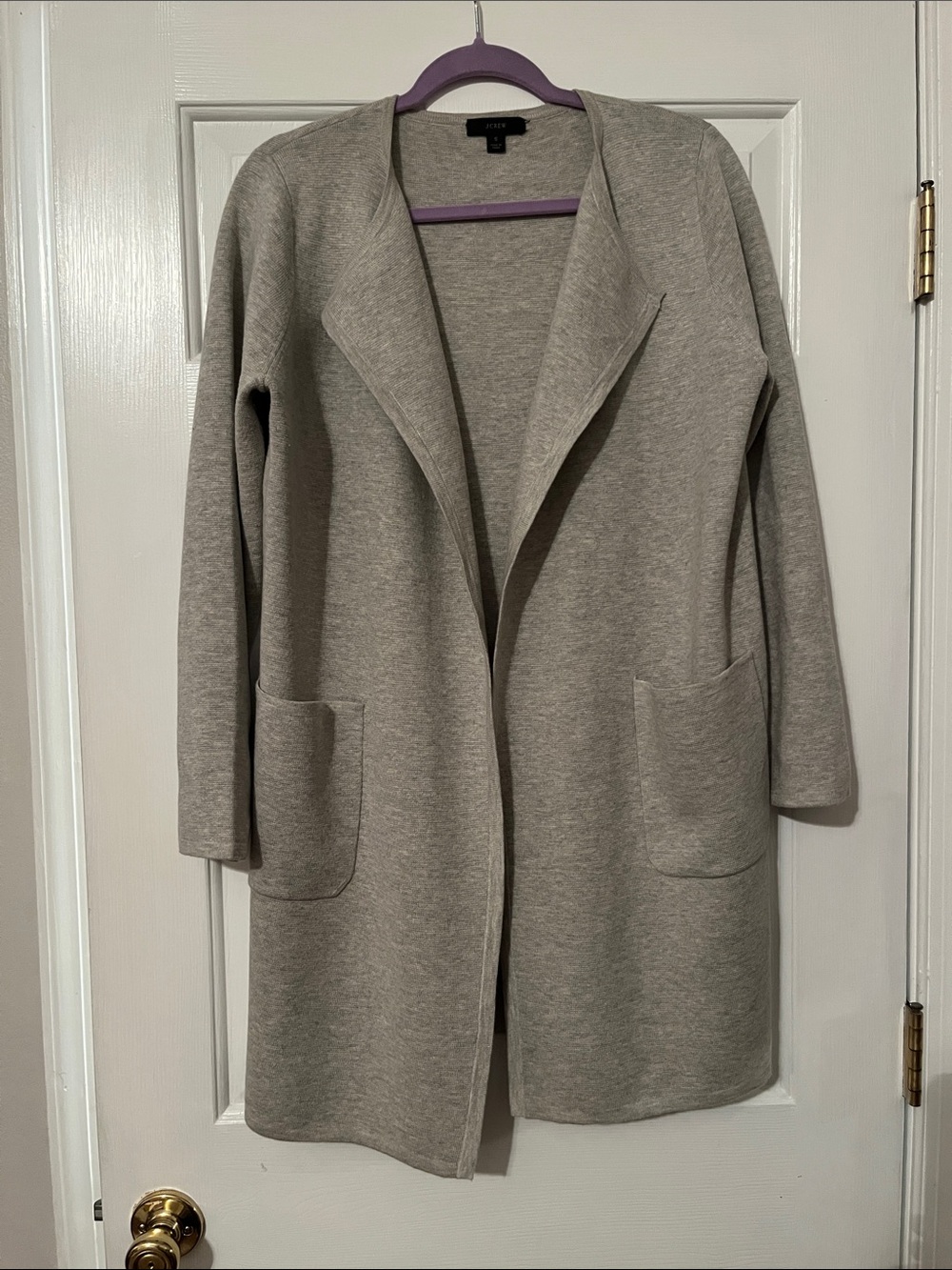 J. Crew Juliette Collarless Light Gray Open-Front Sweater Blazer